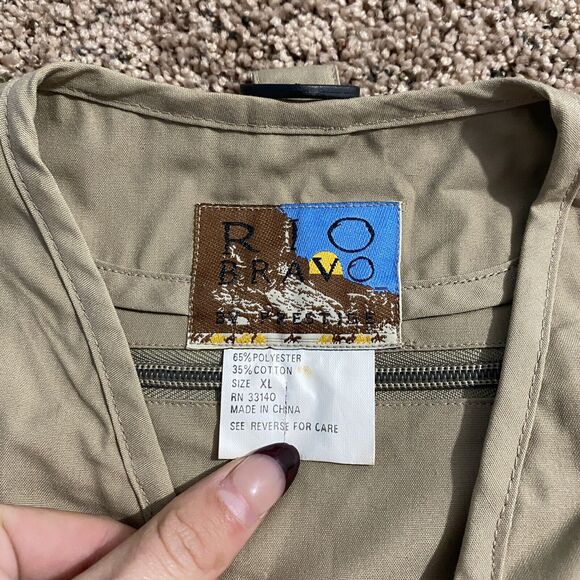 RIO BRAVO Tan Cotton Fly Fishing Tackle Safari Vest Jacket Adult Size XL - Picture 5 of 7